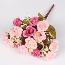 Load image into Gallery viewer, Autumn 15 heads/bouquet small bud roses bract artificial flower silk rose DIY wedding home Christmas decor flowers rose gift