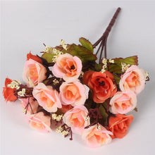 Load image into Gallery viewer, Autumn 15 heads/bouquet small bud roses bract artificial flower silk rose DIY wedding home Christmas decor flowers rose gift