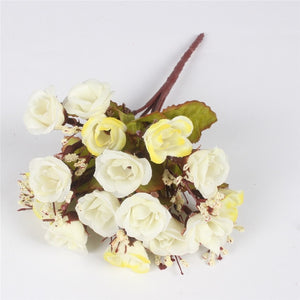 Autumn 15 heads/bouquet small bud roses bract artificial flower silk rose DIY wedding home Christmas decor flowers rose gift