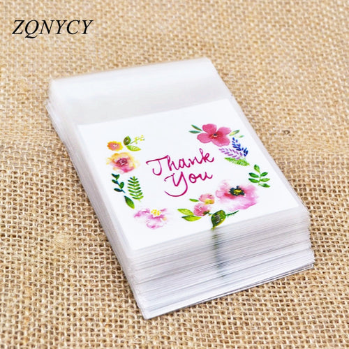 50/100Pcs Plastic Bags Thank you Cookie&Candy Bag Self-Adhesive For Wedding Birthday Party Gift Bag Biscuit Baking Packaging Bag