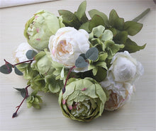 Load image into Gallery viewer, 1Bunch European Artificial Peony Decorative Party Silk fake Flowers Peonies For Home Hotel decor DIY Wedding Decoration wreath