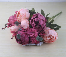 Load image into Gallery viewer, 1Bunch European Artificial Peony Decorative Party Silk fake Flowers Peonies For Home Hotel decor DIY Wedding Decoration wreath