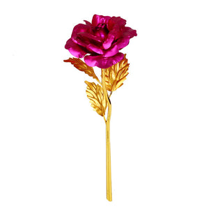 Elegant 24K Golden Rose Flower Mother's Day Valentine's Day Present Gift Without Box Plated Golden Rose Flower  Wedding Decor