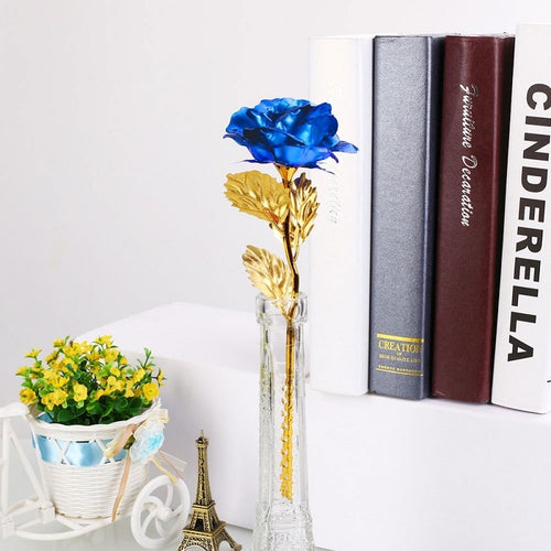 Elegant 24K Golden Rose Flower Mother's Day Valentine's Day Present Gift Without Box Plated Golden Rose Flower  Wedding Decor