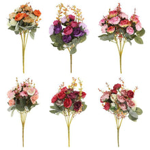 Load image into Gallery viewer, New 21 Heads/Bouquet Silk Rose European Style Artificial Flower Bouquet Fake Flowers Wedding Home Party Decoration High Quality