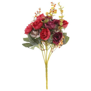 New 21 Heads/Bouquet Silk Rose European Style Artificial Flower Bouquet Fake Flowers Wedding Home Party Decoration High Quality