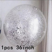 Load image into Gallery viewer, 36inch silver confetti balloon pink white latex balloon silver romantic theme wedding birthday party decoration princes baby sho