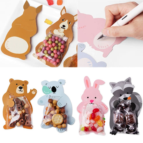 Animal 10pcs/lot Baby Shower Birthday Party Cute Gift Bags Candy Bags Cookie Bags Bear Candy Box Greeting Cards Popular Rabbit