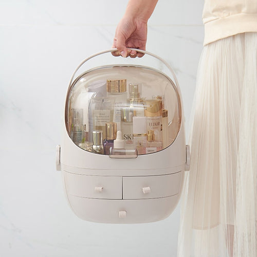 Transparent Acrylic Clamshell 3 Drawer Dressing Table Rounded Makeup Holder Storage Box For Lipstick Jewelry Cosmetic Organizer
