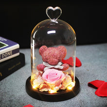 Load image into Gallery viewer, Eternal Preserved Fresh Rose Lovely Teddy Bear Molding Led Light In A Flask Immortal Rose Valentine&#39;s Day Mother&#39;s Day Gifts