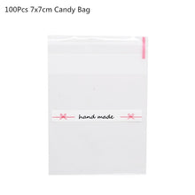 Load image into Gallery viewer, 50/100Pcs Plastic Bags Thank you Cookie&amp;Candy Bag Self-Adhesive For Wedding Birthday Party Gift Bag Biscuit Baking Packaging Bag