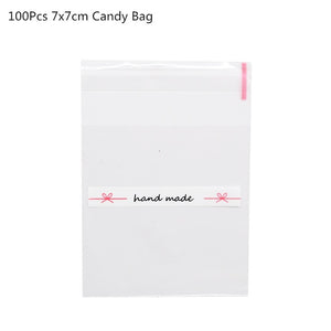 50/100Pcs Plastic Bags Thank you Cookie&Candy Bag Self-Adhesive For Wedding Birthday Party Gift Bag Biscuit Baking Packaging Bag