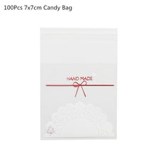 Load image into Gallery viewer, 50/100Pcs Plastic Bags Thank you Cookie&amp;Candy Bag Self-Adhesive For Wedding Birthday Party Gift Bag Biscuit Baking Packaging Bag