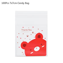 Load image into Gallery viewer, 50/100Pcs Plastic Bags Thank you Cookie&amp;Candy Bag Self-Adhesive For Wedding Birthday Party Gift Bag Biscuit Baking Packaging Bag