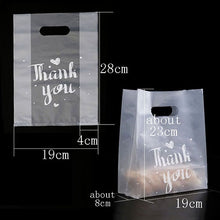 Load image into Gallery viewer, 50pcs Thank You Plastic Gift Bag Cloth Storage Shopping Bag with Handle Party Wedding Plastic Candy Cake Wrapping Bags