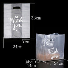 Load image into Gallery viewer, 50pcs Thank You Plastic Gift Bag Cloth Storage Shopping Bag with Handle Party Wedding Plastic Candy Cake Wrapping Bags