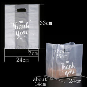 50pcs Thank You Plastic Gift Bag Cloth Storage Shopping Bag with Handle Party Wedding Plastic Candy Cake Wrapping Bags