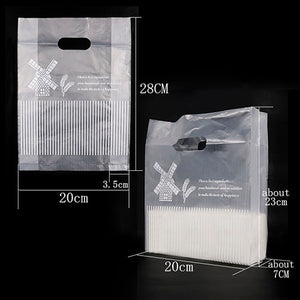 50pcs Thank You Plastic Gift Bag Cloth Storage Shopping Bag with Handle Party Wedding Plastic Candy Cake Wrapping Bags