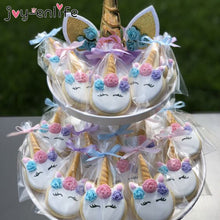 Load image into Gallery viewer, 100pcs DIY Wedding Birthday Party Sweet Cellophane Clear Candy Storage Bags Cookies Lollipops Cake Packaging Unicorn Decoration