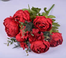 Load image into Gallery viewer, 1Bunch European Artificial Peony Decorative Party Silk fake Flowers Peonies For Home Hotel decor DIY Wedding Decoration wreath