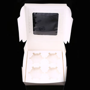 WHISM 2/4/6 Holes Cupcake Muffin Box with Window Kraft Paper Boxes Dessert Macaron Cookies Candy Snack Packing for Gift Party