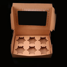 Load image into Gallery viewer, WHISM 2/4/6 Holes Cupcake Muffin Box with Window Kraft Paper Boxes Dessert Macaron Cookies Candy Snack Packing for Gift Party