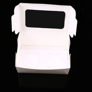 WHISM 2/4/6 Holes Cupcake Muffin Box with Window Kraft Paper Boxes Dessert Macaron Cookies Candy Snack Packing for Gift Party