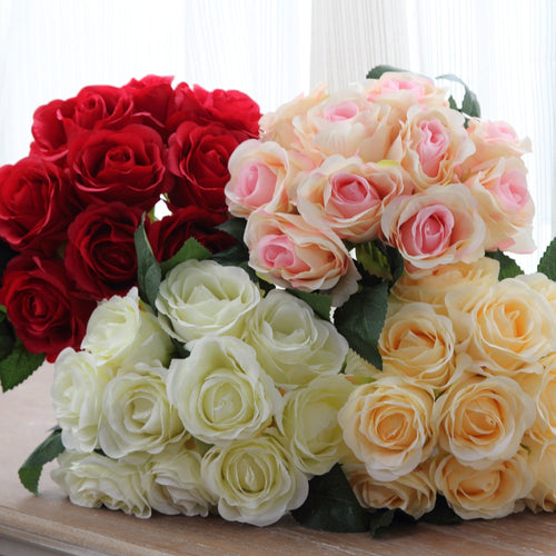 Artificial red Rose Heads Flower 1 bouquet 10pcs
