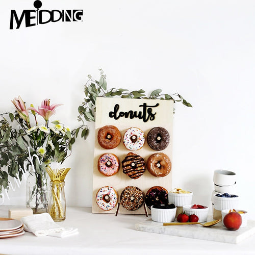 Wooden Wall Holds Donut Boards Stand Hanging Donuts Table Wedding Decoration Accessories Baby Shower Kids Birthday Party Decor