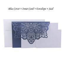 Load image into Gallery viewer, 1pcs Elegant Laser Cut Wedding Invitation Cards Greeting Card Tri-Fold Lace Business Card With RSVP Cards Decor Party Supplies