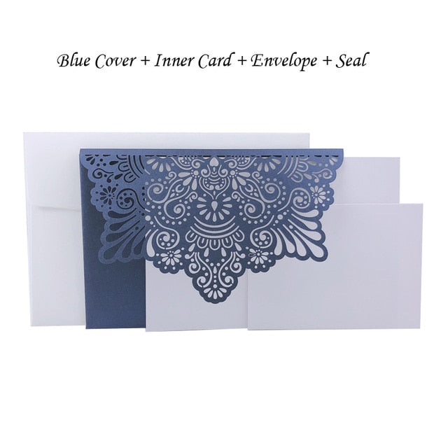 1pcs Elegant Laser Cut Wedding Invitation Cards Greeting Card Tri-Fold Lace Business Card With RSVP Cards Decor Party Supplies