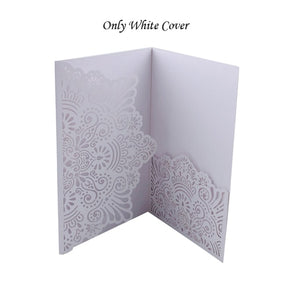 1pcs Elegant Laser Cut Wedding Invitation Cards Greeting Card Tri-Fold Lace Business Card With RSVP Cards Decor Party Supplies