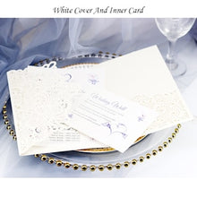 Load image into Gallery viewer, 1pcs Elegant Laser Cut Wedding Invitation Cards Greeting Card Tri-Fold Lace Business Card With RSVP Cards Decor Party Supplies