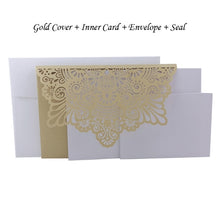Load image into Gallery viewer, 1pcs Elegant Laser Cut Wedding Invitation Cards Greeting Card Tri-Fold Lace Business Card With RSVP Cards Decor Party Supplies