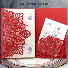 Load image into Gallery viewer, 1pcs Elegant Laser Cut Wedding Invitation Cards Greeting Card Tri-Fold Lace Business Card With RSVP Cards Decor Party Supplies