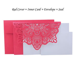 1pcs Elegant Laser Cut Wedding Invitation Cards Greeting Card Tri-Fold Lace Business Card With RSVP Cards Decor Party Supplies