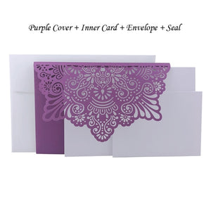 1pcs Elegant Laser Cut Wedding Invitation Cards Greeting Card Tri-Fold Lace Business Card With RSVP Cards Decor Party Supplies