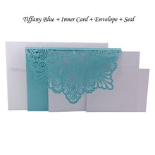Load image into Gallery viewer, 1pcs Elegant Laser Cut Wedding Invitation Cards Greeting Card Tri-Fold Lace Business Card With RSVP Cards Decor Party Supplies