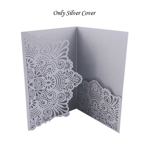 1pcs Elegant Laser Cut Wedding Invitation Cards Greeting Card Tri-Fold Lace Business Card With RSVP Cards Decor Party Supplies