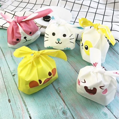 10pcs/lot Cute Rabbit Ear Cookie Bags Gift Bags For Candy Biscuits Snack Baking Package Wedding Favors Gifts Easter decoration