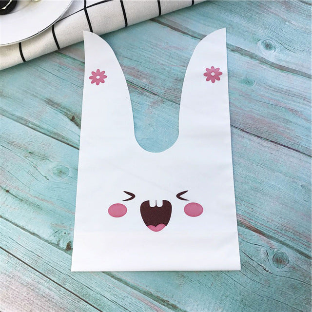 10pcs/lot Cute Rabbit Ear Cookie Bags Gift Bags For Candy Biscuits Snack Baking Package Wedding Favors Gifts Easter decoration