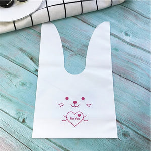 10pcs/lot Cute Rabbit Ear Cookie Bags Gift Bags For Candy Biscuits Snack Baking Package Wedding Favors Gifts Easter decoration